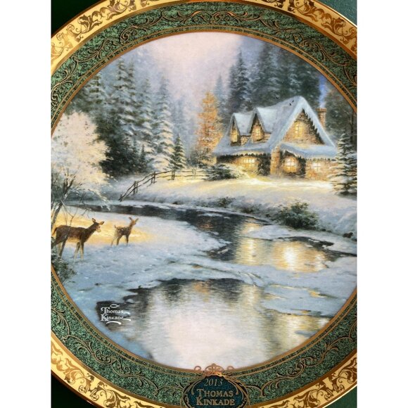 2013 Thomas Kinkade Deer Creek Cottage Collector Plate Limited Edition Porcelain - Picture 1 of 14